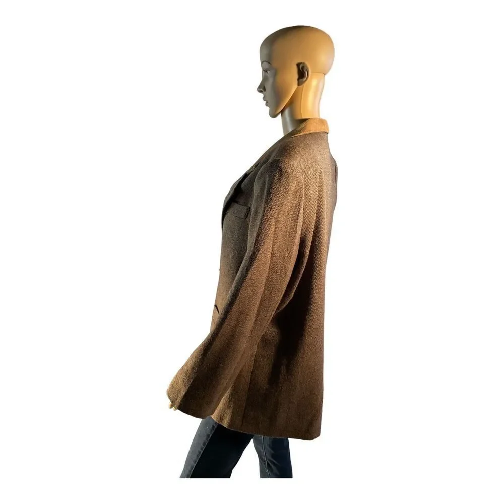 George “A” Women’s Vintage Brown  Wool Tweed Patchwork Oversized Jacket Size M